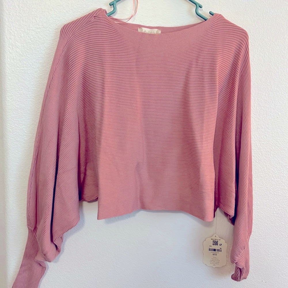 Pink slouchy cropped sweater